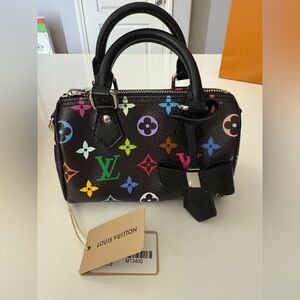 Brand new Louis Vuitton x Murakami black nano speedy with tag and box
